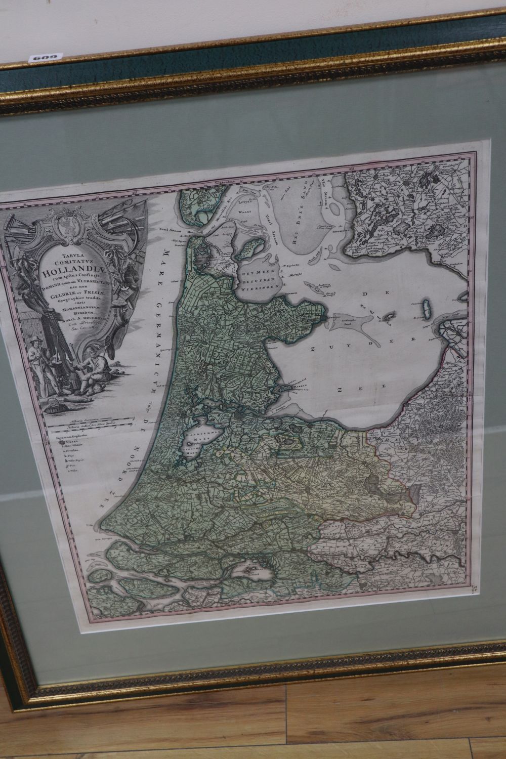 An 18th century Dutch map of Holland 1733, 60 x 51cm